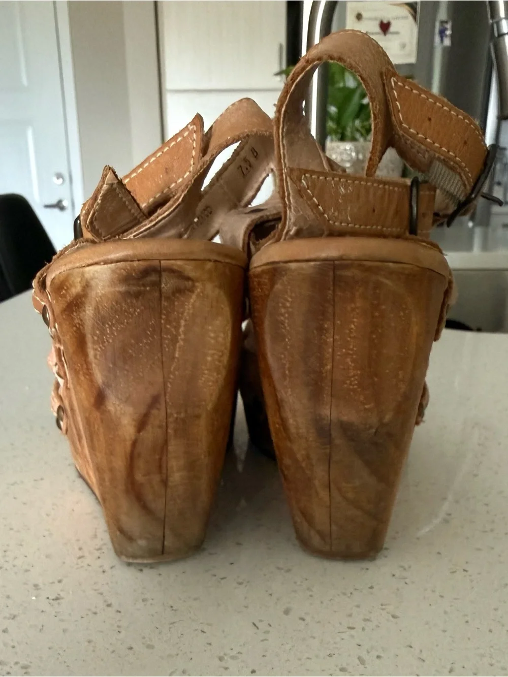 Women’s Bed Stu Tan Leather Strappy Wedge Sandals